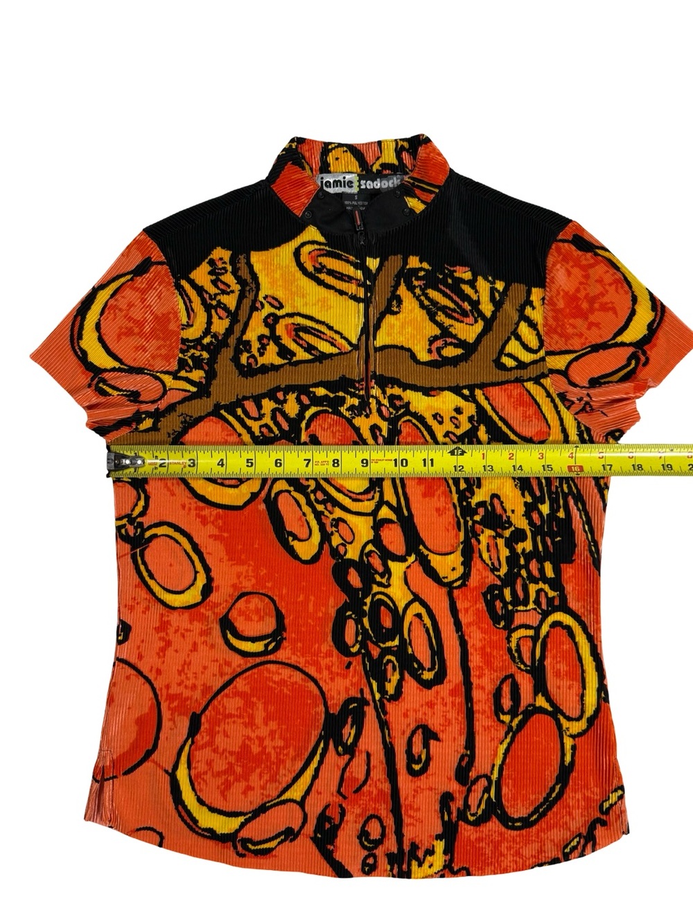 Jamie Sadock Abstract Print Crinkle Ribbed Zip Front Stretch Golf Womens Small - Picture 4 of 5